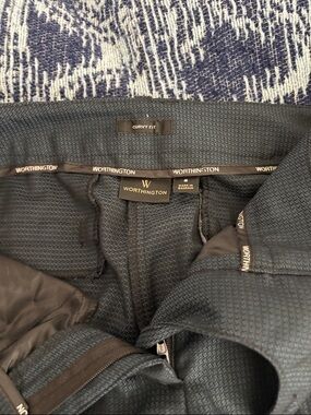 Worthington Textured Navy Curvy Fit Dress Pants